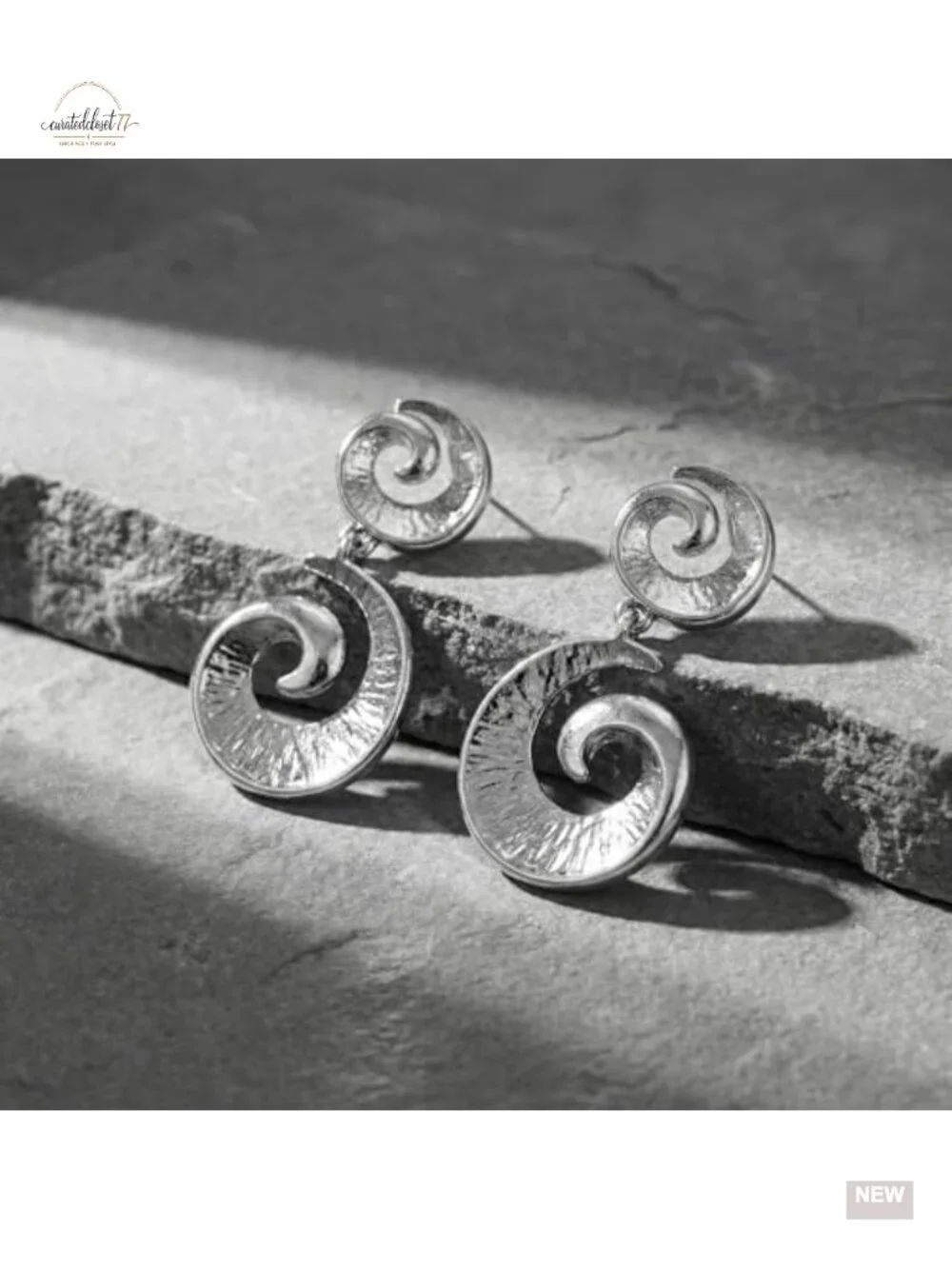 Layered Spiral Dangle Drop Earrings, Geometric Chunky Swirl Statement Jewelry